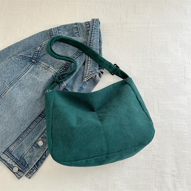 Cotton Corduroy Shoulder Bag for Women Large Capacity Crossbody Purse Jelly Style Daily Tote