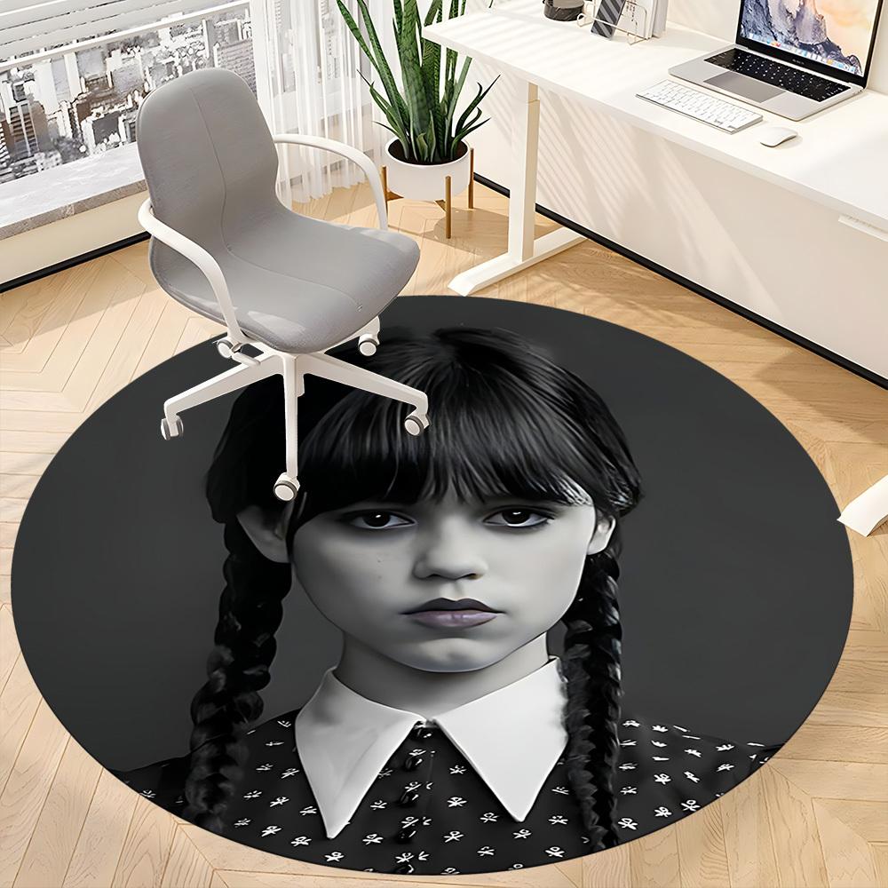 1PC Wednesday Addams Office Round Area Rug, Indoor Mat Suitable For Office, Under Office Chairs Bedroom Living Room Home Decor, Room Deco110