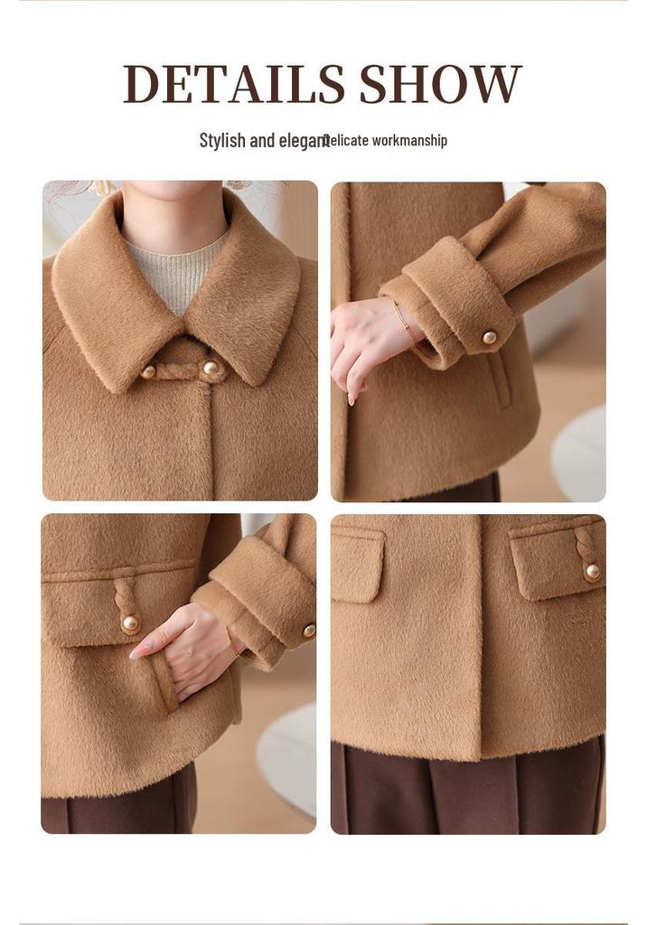 Stylish Spring & Fall Wool Coat for Petite Middle-aged & Elderly Women 2026