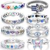 Anelli Nuziali Autentici in Zircone Arcobaleno per Donna100 Rame Cerchio Lucciola Margherita StellaLuna Cuore Rosa Anello Dito Gioielli