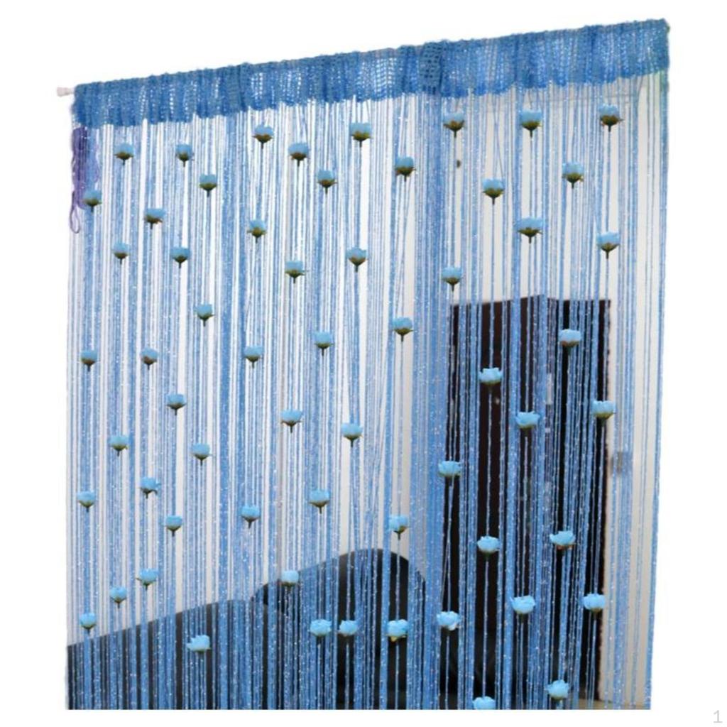 String Curtain, Floral Door Divider, Room Decor, Privacy Tassel, Decorative Polyester Rose Red