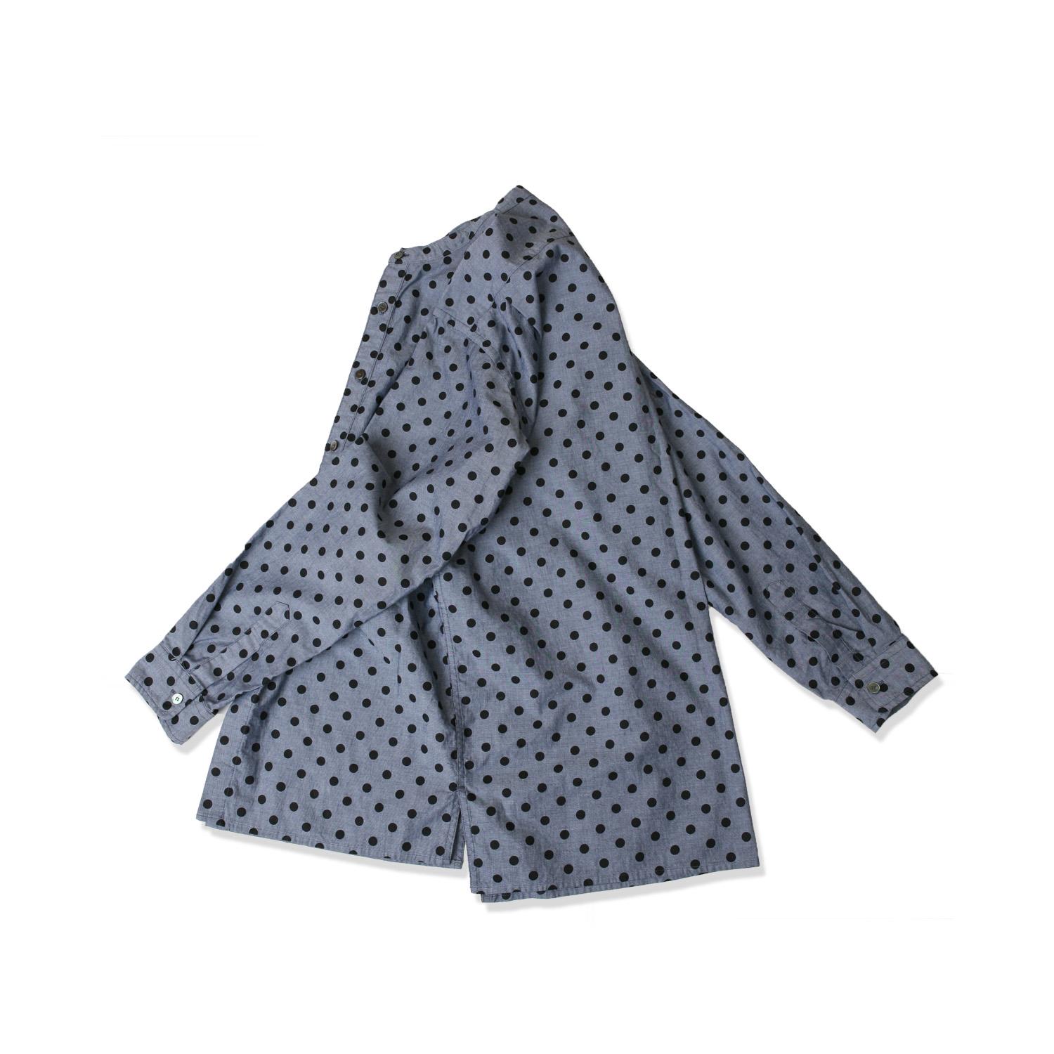 Swell Map Dot Chambray Long Shirt -Navy- Dot/L