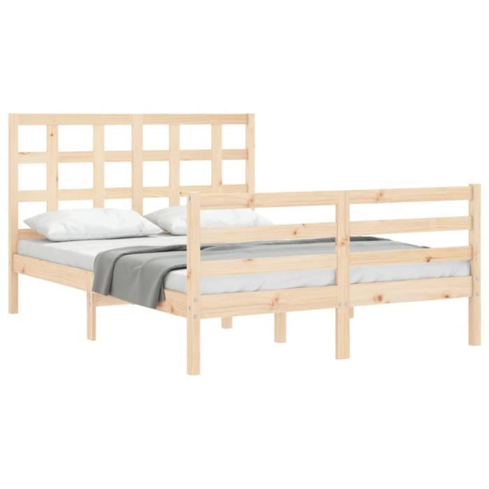 VidaXL Bed Frames with Headboard Small Double Solid Wood 3193956