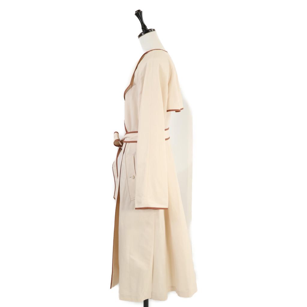 ESTNATION Cotton linen piping long coat coat 36 IvoryUsed