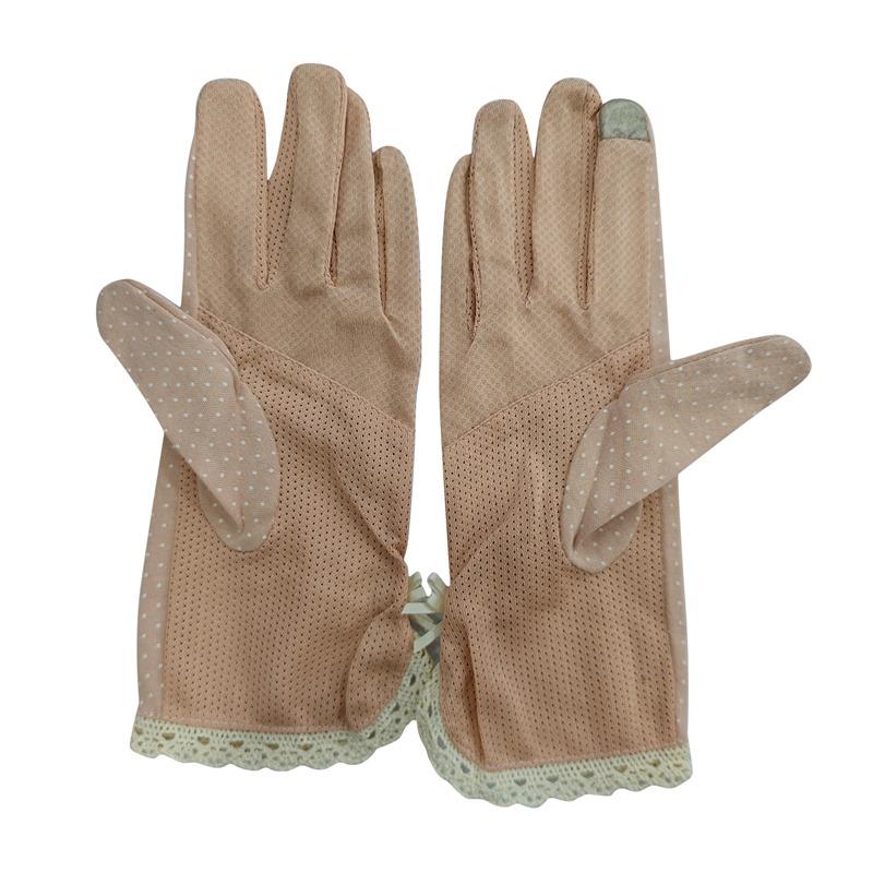 

Модные женские перчатки женские летние солнцезащитные милые кружевные в горошек пэчворк тонкие сенсорные экраны дышащие для вождения One Size розовый