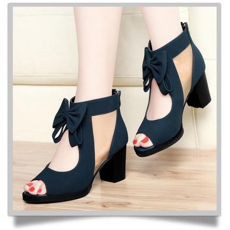 Moda 2024 Novas Sandálias Femininas de Verão com Renda e Envoltório no Tornozelo Casual com Zíper e Topo Aberto Sandálias Femininas Salto Grosso Plataformas Mujer Sandalias