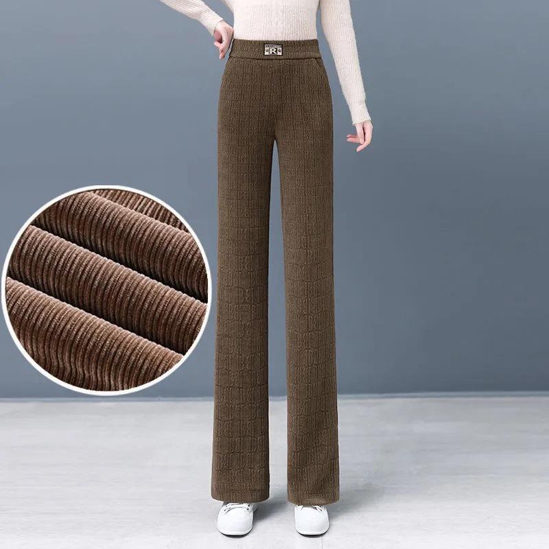 Women's Chenille Wide-Leg Pants - Autumn/Winter 2025 Slimming Loose Fit Plus Velvet Straight-Leg Casual Trousers