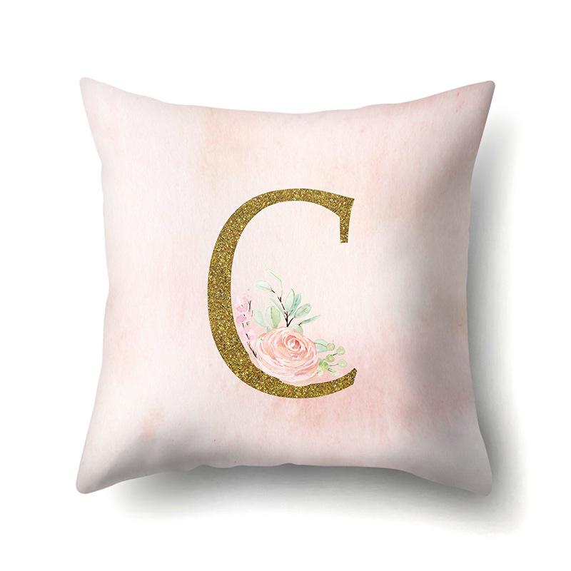 Polyester Pillowcase Home Fantasy Watercolor Print Pillowcase 26 English Letter Cushion Cover