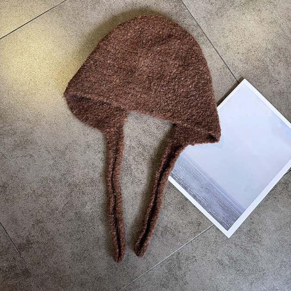 Double Side Knitted Hooded Cap Acrylic Fibers Winter Neckerchief Hat  School