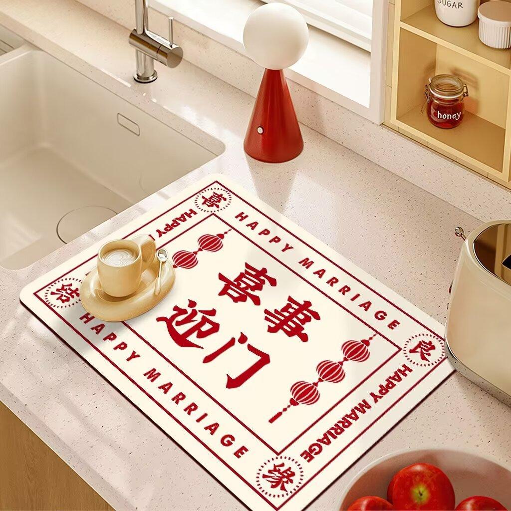 

Коврик для слива кухонной столешницы, высокий уровень впитываемости, мытье посуды, тарелок, палочек для еды, крана для раковины, барного стола 30*40cm【TPR2.5MM]