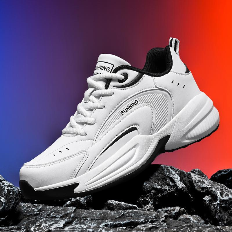 Men's Trendy Thick-Soled Leather & Velvet Dad Shoes – Large Size Casual Sneakers for Autumn/Winter