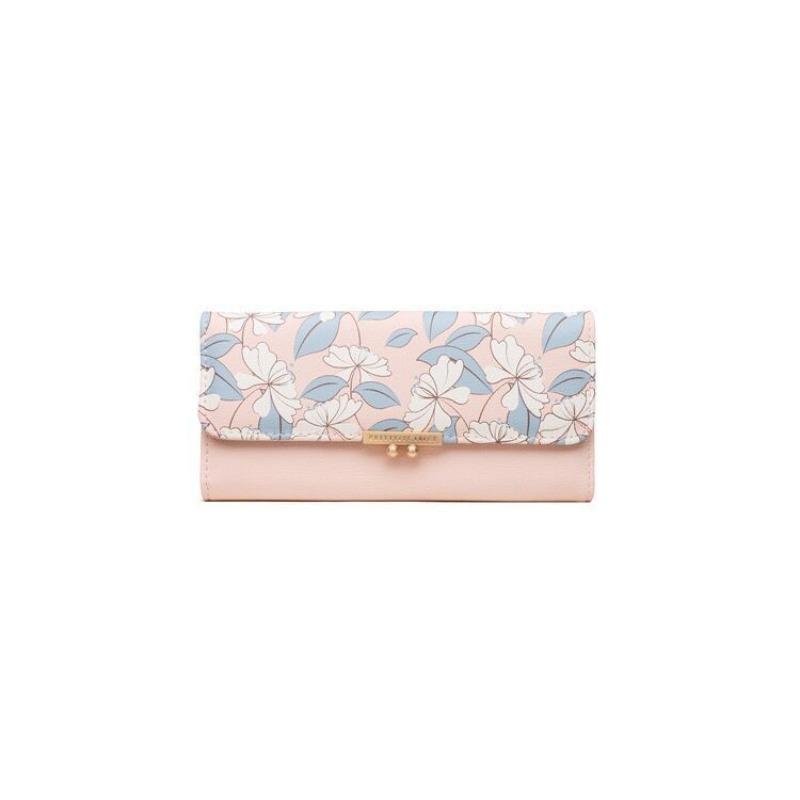 

Women Wallets Floral Fresh Style Multi-Card Clutch, Long Wallet, Card Holder, Leather Clip, Coin Purse 19 * 9.5 * 3CM рожевий