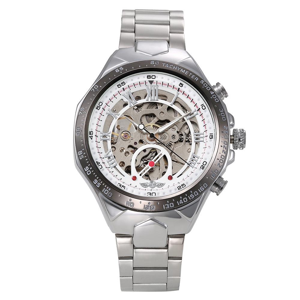 

WINNER Men s Stylish Automatic Waterproof Mechanical Watch - Semi-Steel Hollow Design