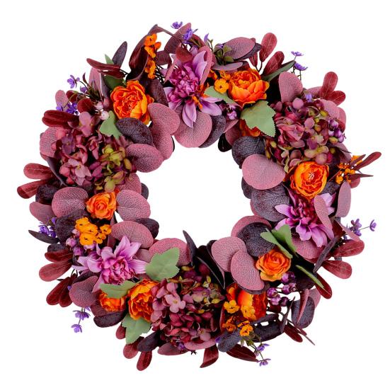 Fall Wreath Vibrant Color Bow-knot Design Easy to Hang Multipurpose Thanksgiving Front Door Garland Autumn Decoration