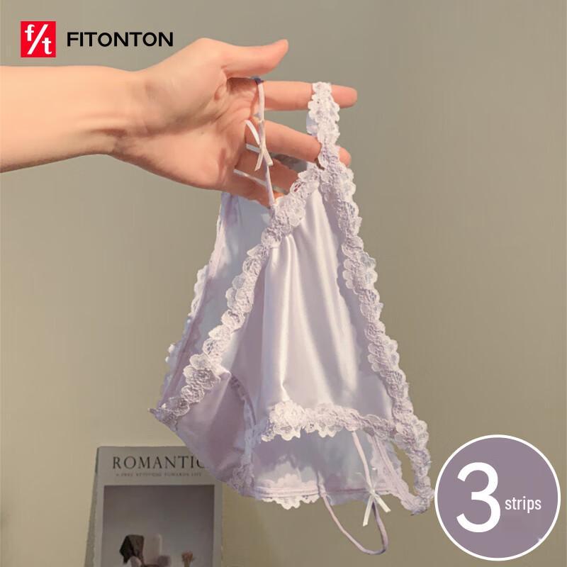 

Трусы FitonTon из французского кружева и сатина - 3 штуки One Size