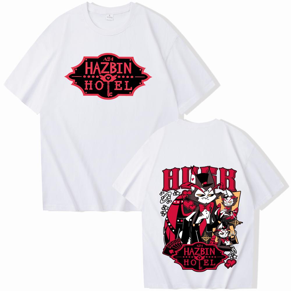 Nuova Maglietta Unisex Hazbin Hotel 100% Cotone Y2k Grafica Husk Girocollo Estiva Moda Harajuku Streetwear Maglietta di Alta Qualità