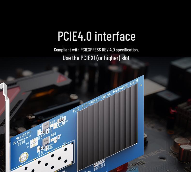 Realtek RT8127AF 10G PCIe 4.0 Network Card, Single Copper & Optical Fiber Port