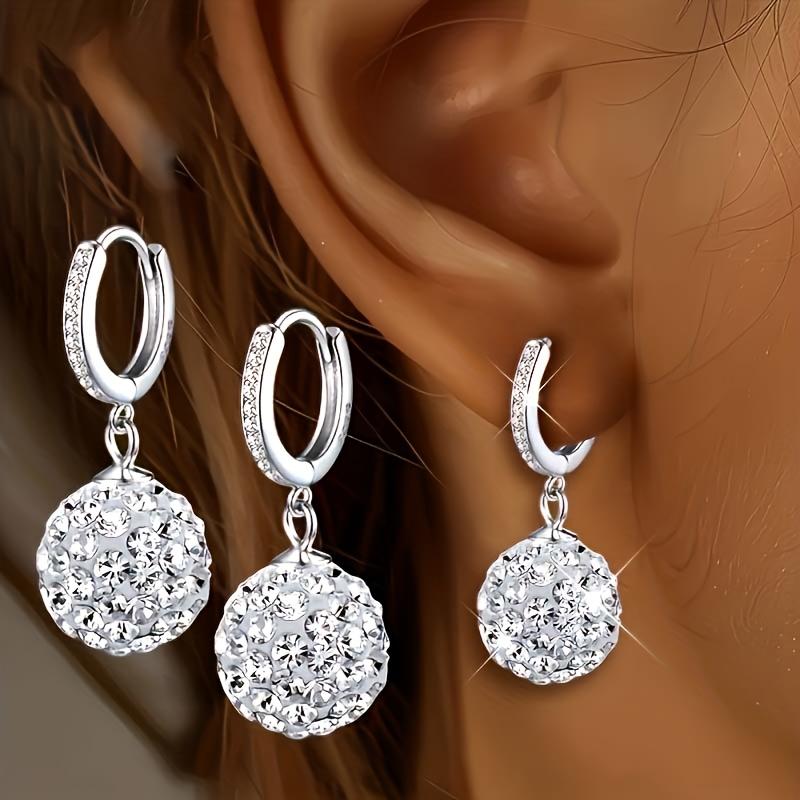 A Pair of Women s Fashionable Drop Earrings with Synthetic Pickaxe Stone, Featuring Dangling Ball Earrings, Exquisite and Stylish