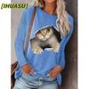 Bluse e Camicie Casual da Donna alla Moda a Manica Lunga con Scollo a O