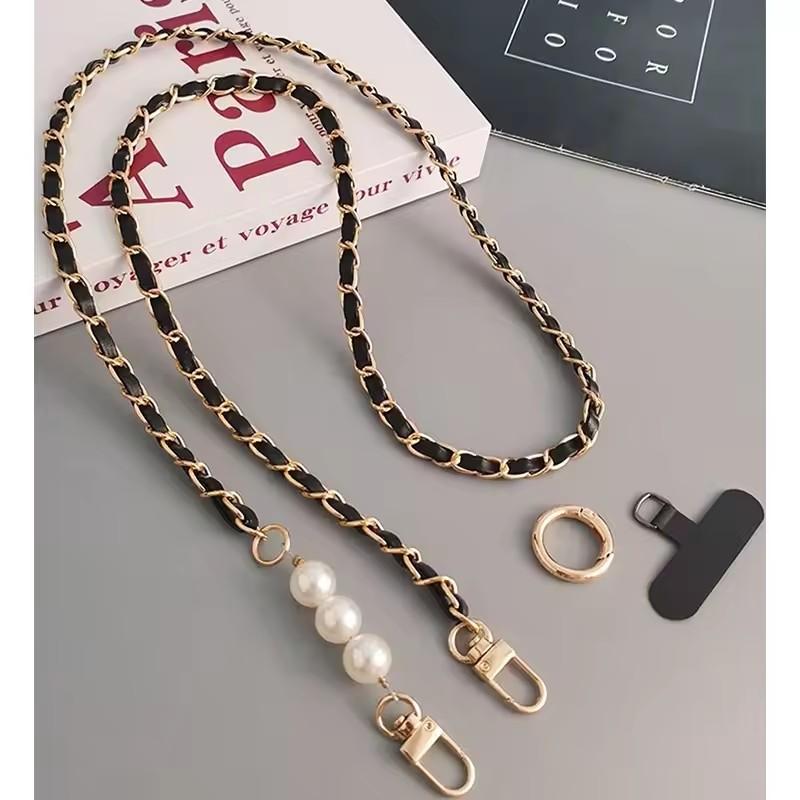 Mobile Phone Lanyard Women's Long Neck and Shoulder Strap Phone Case Universal Lanyard Long Crossbody Pearl Pickup Chain