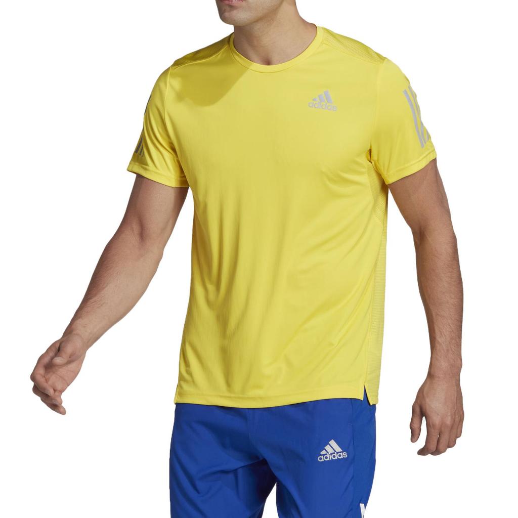 adidas T Shirts Men's Yellow Crew Neck Moderate Straight Fit HL5991