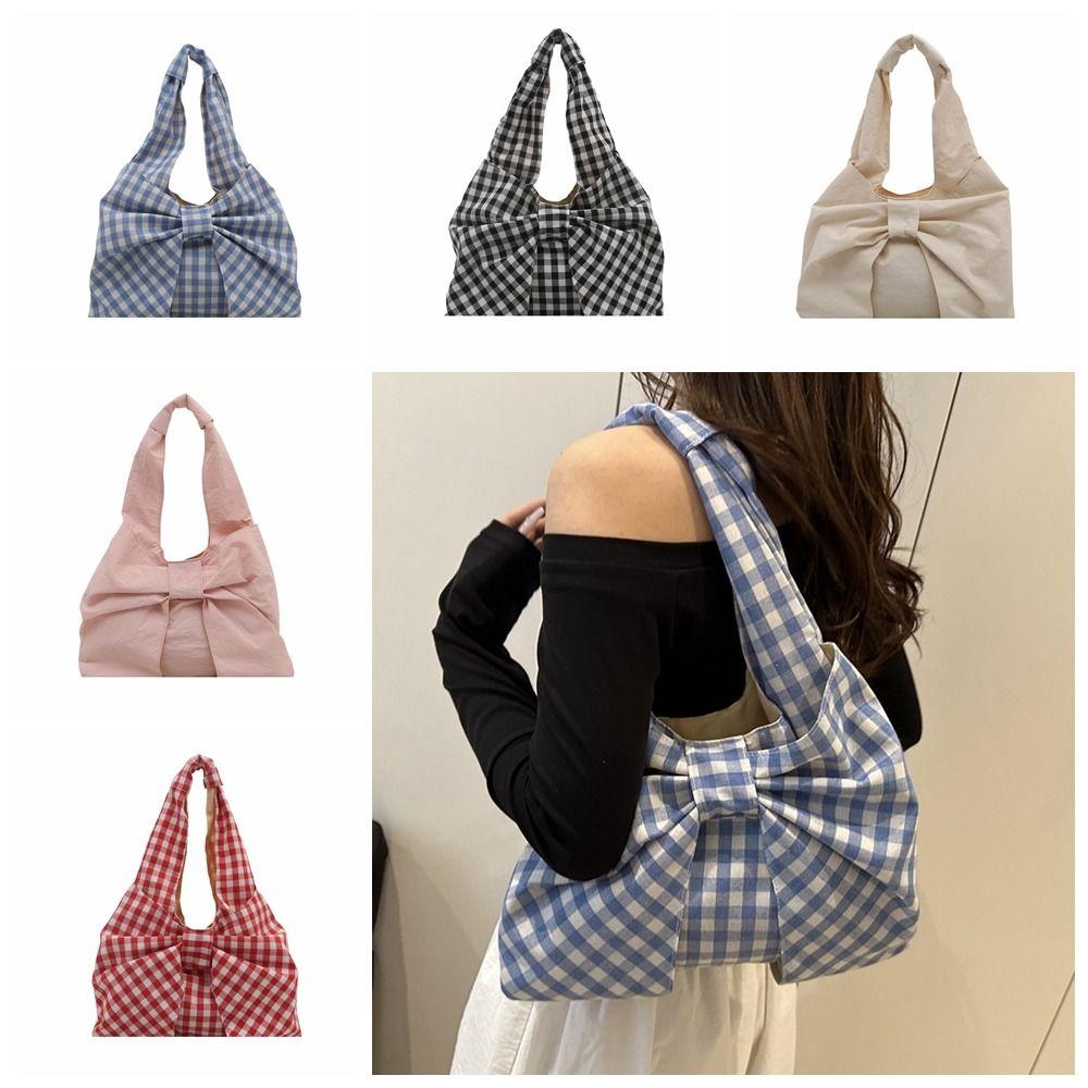 Large Capacity Bow Shoulder Bag Bowknot Handbag Vintage Canvas Vest Bag  Storage Bag
