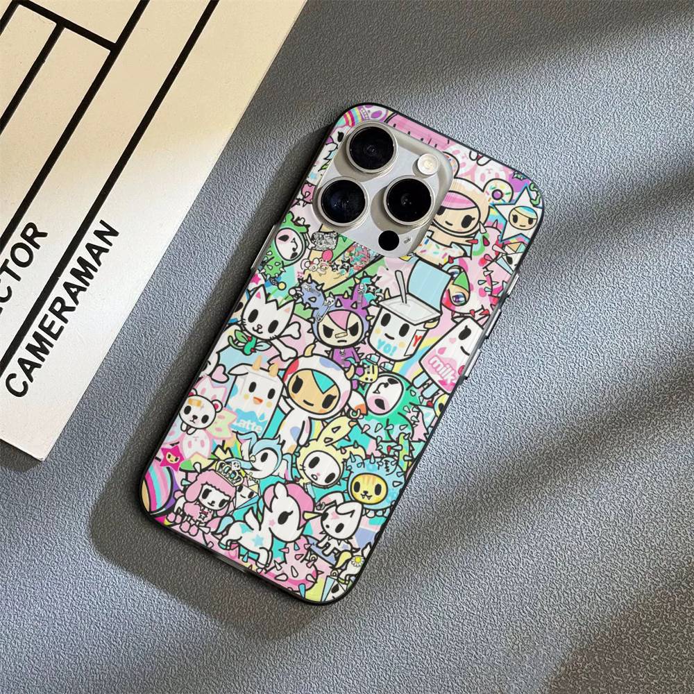 Japan Tokidoki Phone Case For IPhone 17 16 15 14 13 12 11 Corrugated Frosted Soft Cover Anti-Slip