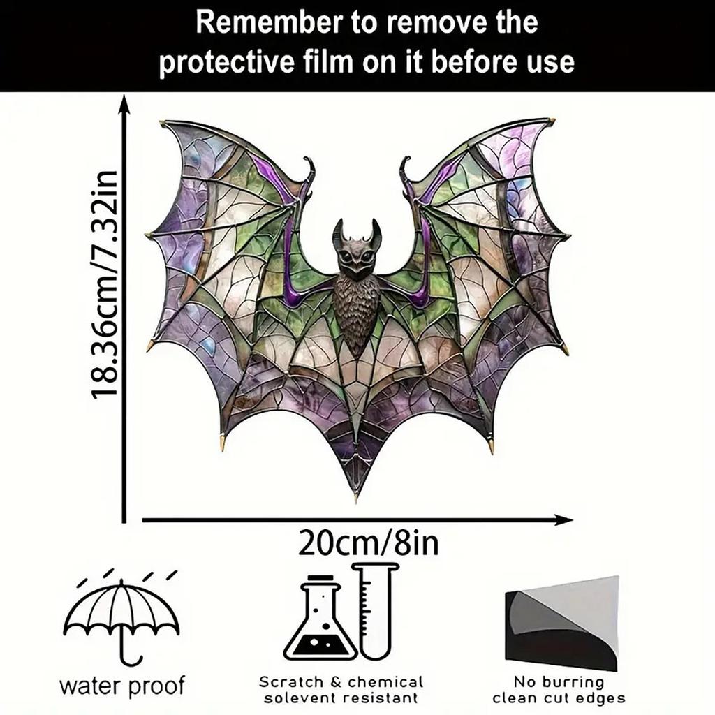 Bat Sun Catcher for DIY House Theme Party Decor Bat Stained Glass Window Hanging for Window Kitchen Office Home Living Room