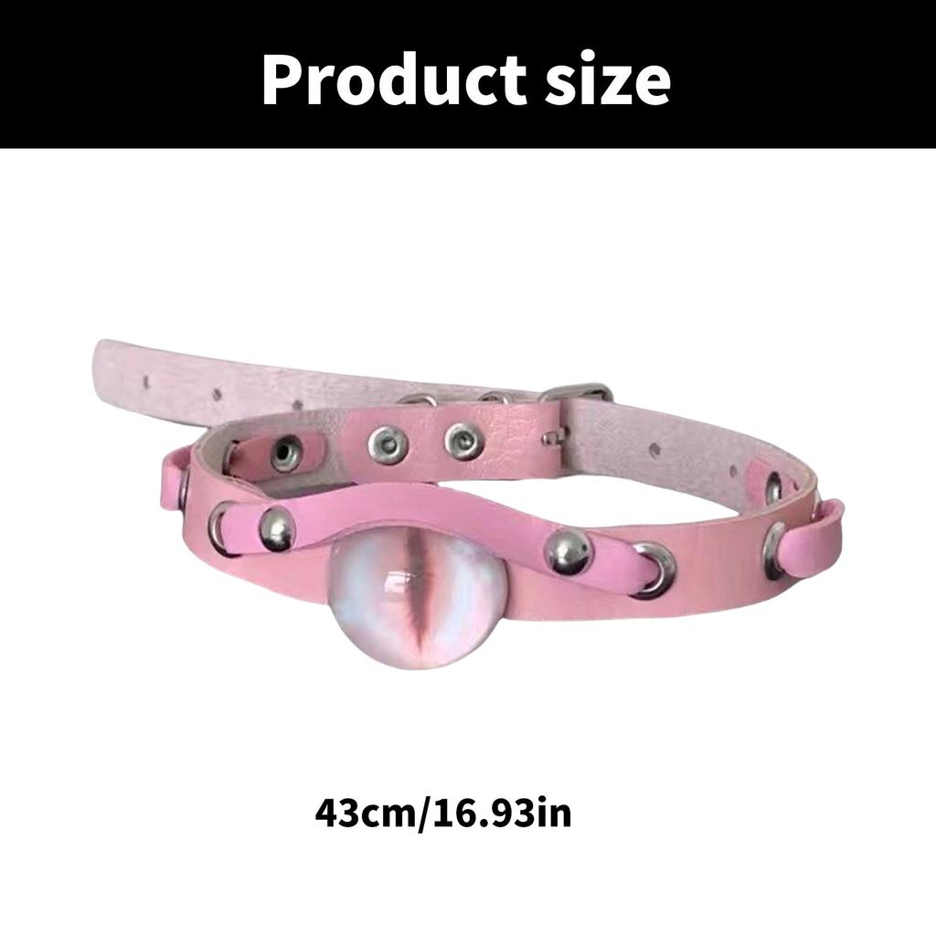 Gothic Punk Choker Necklace With Demons Eye Designs Fashion Accessory for Women Craft of PU Leather And Resin Alloy