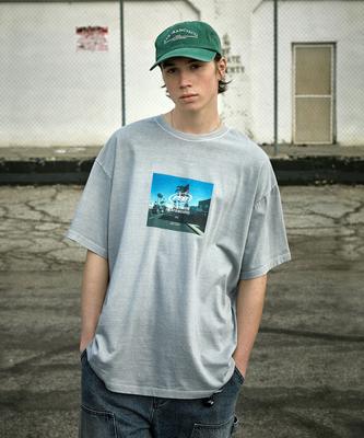 Peullukeu Fsb American Flag Dtp Pigment Short Sleeve T-Shirt Light Grey Fst730