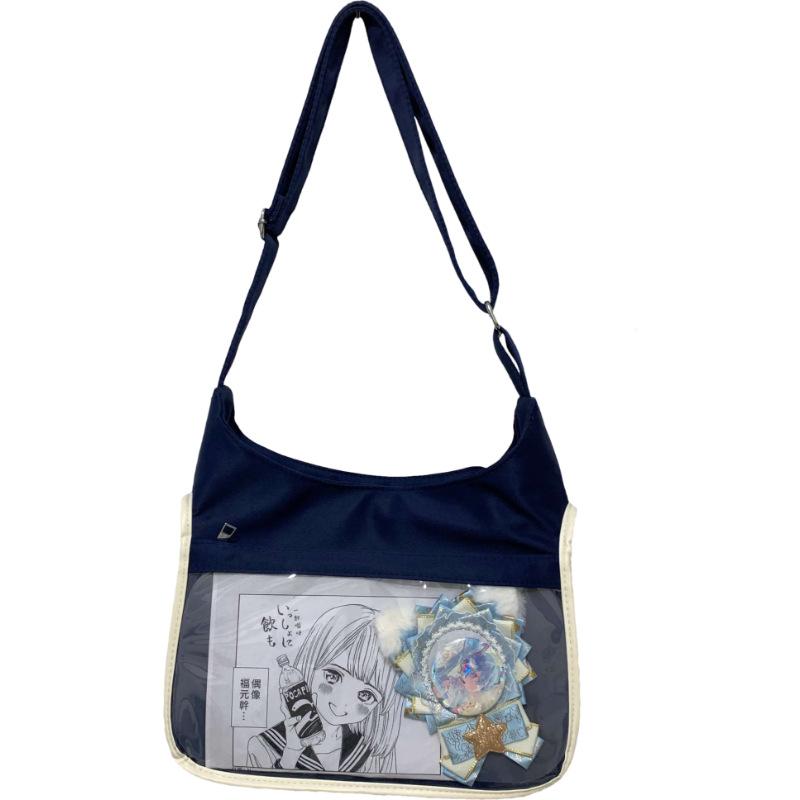 Double-sided dual-purpose wind girl heart messenger bag, transparent portable shoulder bag for students in class