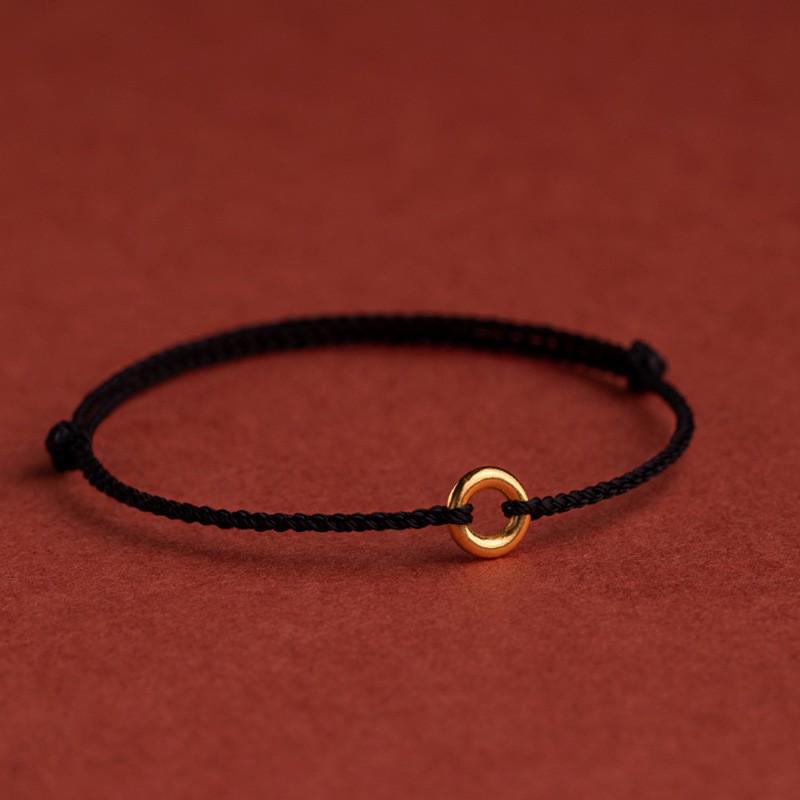 Pure Gold 999 Zodiac Red String Bracelet with Luck Beads for Baby's Full Moon or New Year