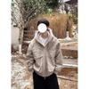 Men's Winter Marble Pattern Hooded Jacket - Plus Velvet, Loose Fit, Warm Cotton