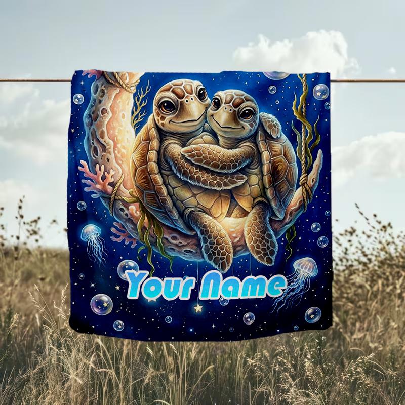 1PC Custom Name Underwater Moon flannel blanket versatile,all-season throw suitable for the living room,bedroom,camping,travel,and gift