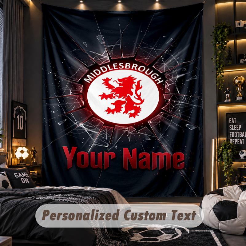 TapestryMiddlesbrough FC Custom Name Text Personalized Wall Hanging Tapestry Home Wall Decor