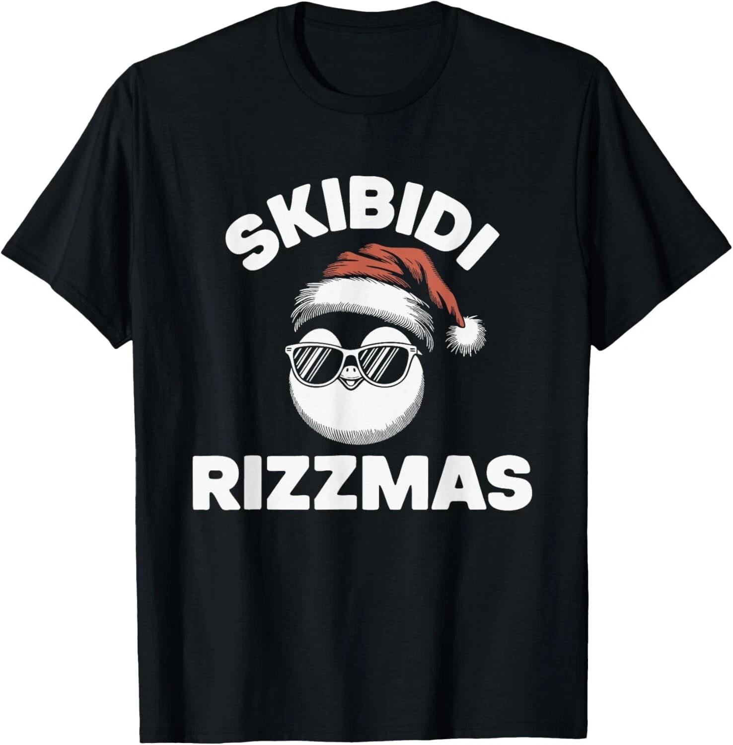 Skibidi Rizzmas Funny Gen Alpha Slang Christmas Penguin T- Shirt M