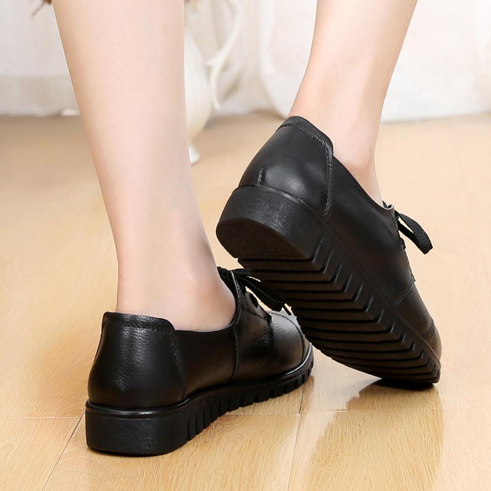 Woman Shoes New Leather Round Head Flat Shoes Women's Loafers Soft Sole Women's Single Shoes