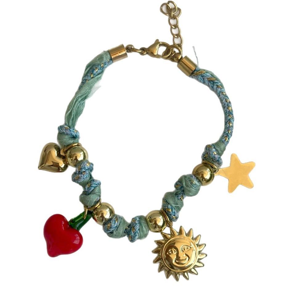 

Flower Sun Pendant Necklace Love Dopamine Necklace Vintage Hand Woven Rope Necklace Gift Style E