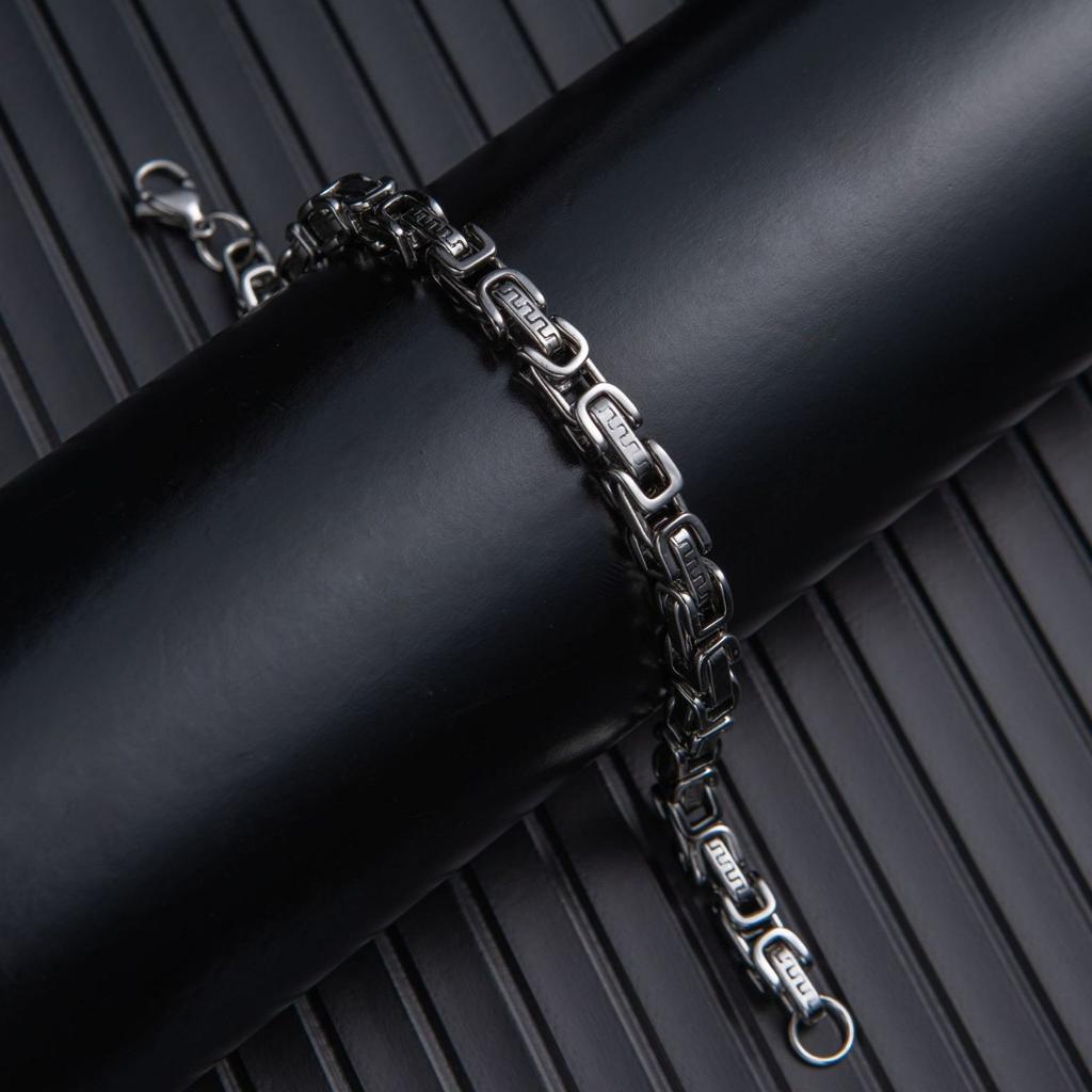 Titanium Steel Bracelet Men'S Retro Black Plated Polished Hip Hop Punk Style Bracelet Trendy Cool Personality Jewelry