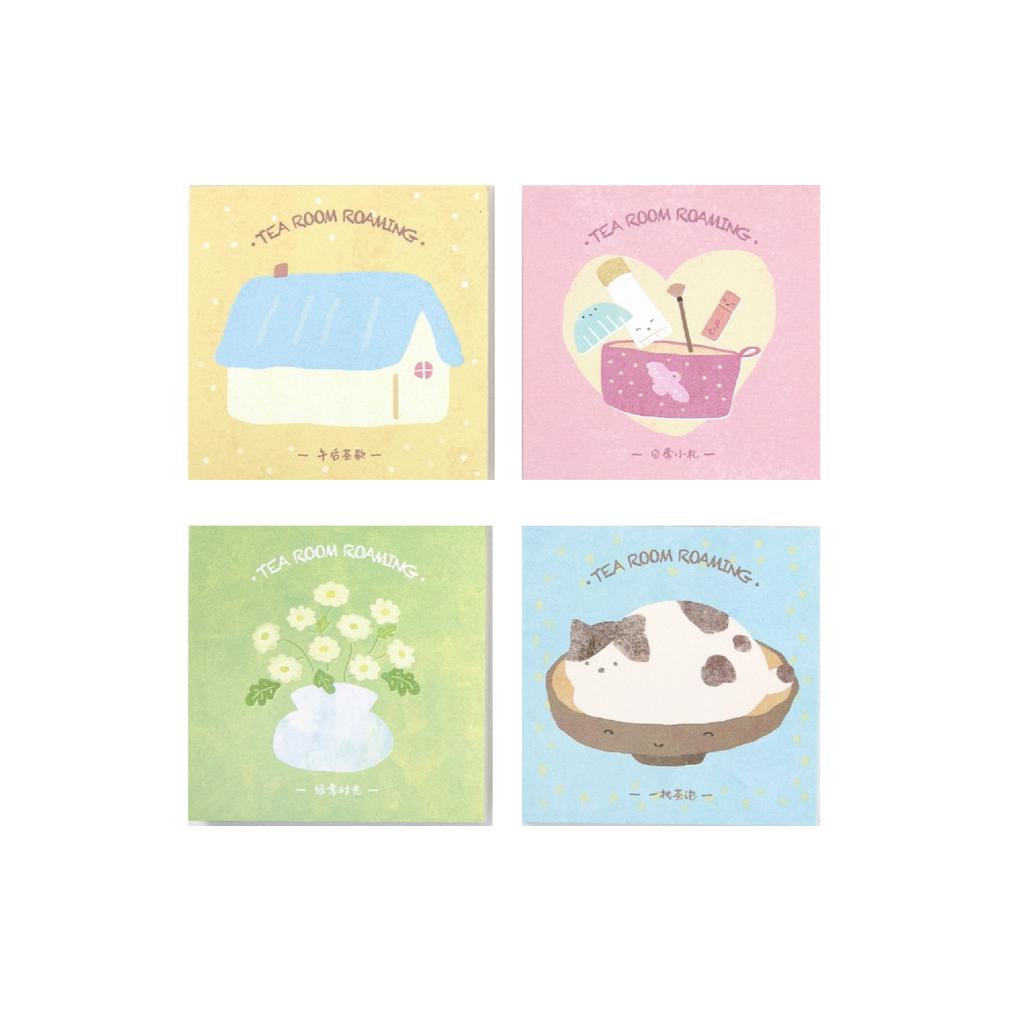 50sheets Tea Room Roaming Series Kawaii Cartoon Small Pattern Memo Paper DIY Handmade Scrapbook Aesthetic Craft Paper