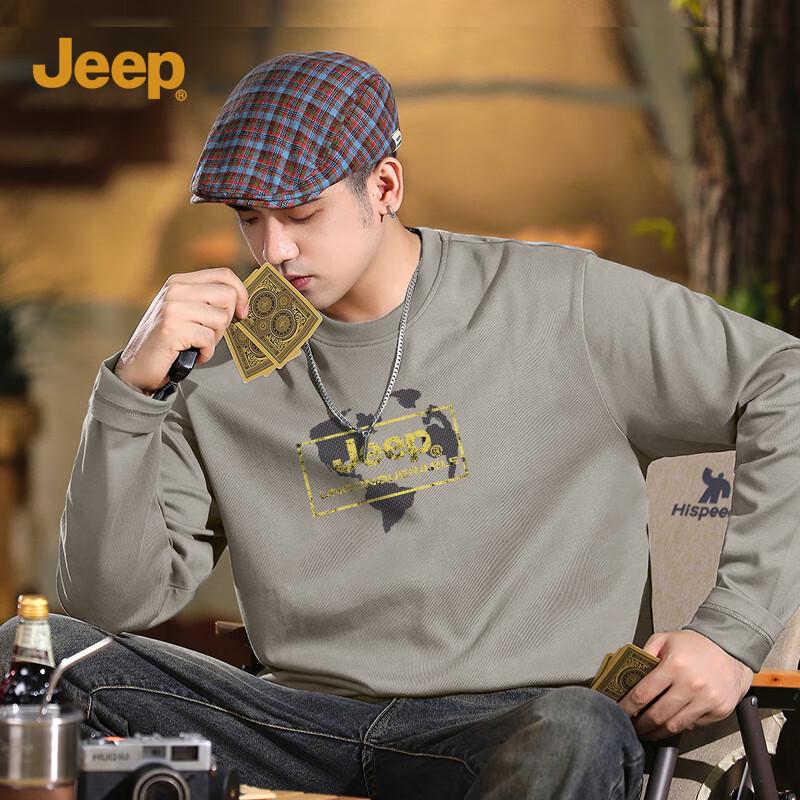 JEEP Men s Heavyweight Map Print Long Sleeve Cotton Tee M