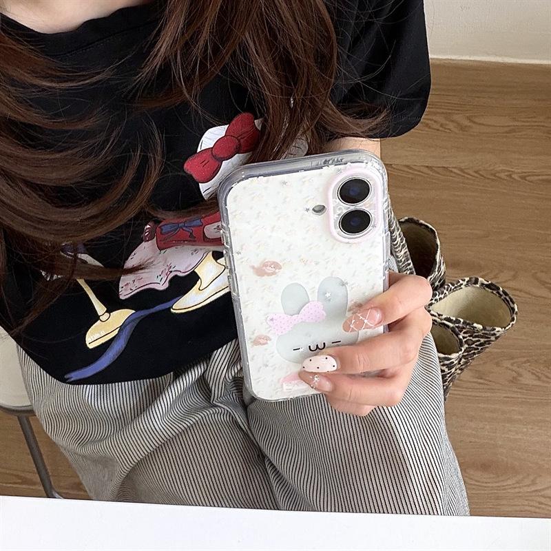 Colorful Floral Hollow-Out Rabbit Phone Case for iPhone 17/16 Pro Max/15 Pro