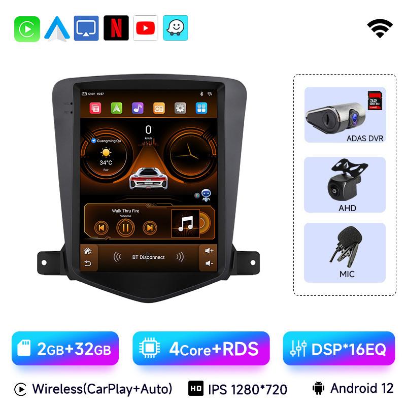 JIUYIN 9.7" Android 13 Car Radio for Chevrolet Cruze J300 2008-2012 Multimedia Player GPS 2din Carplay Auto Stereo DVD Head Unit