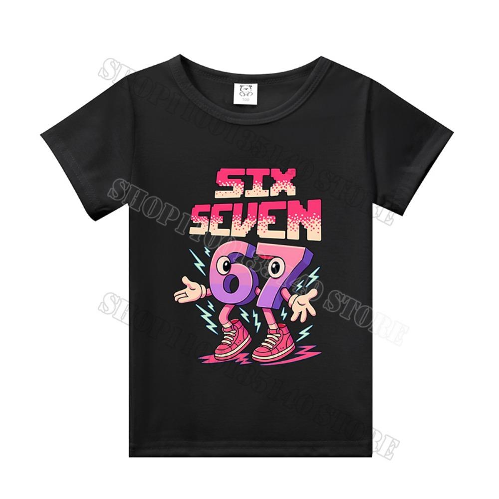 Steal A Brainrot Short Sleeve Children T-shirt 67 Six Seven Cotton Tops Tshirt Boys Girls Clothing Fashion Funny Kid Tee Shirts