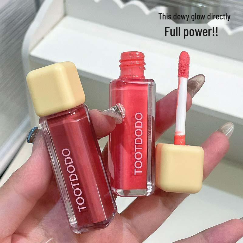 Dodo Toot Lip Glaze - Pink Mango Ripple: Korean Style, Age-Defying, Transfer-Resistant, Glassy Moisturizing Tint.