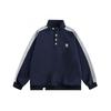 Spring/Autumn 2026 Japanese Style Patchwork Stand Collar Hoodie - Men's Trendy American Retro Casual Loose Pullover Top