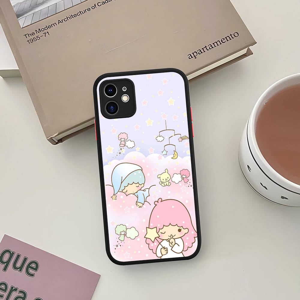 L-Little Twin Stars Phone Case For iPhone 13 12 X XS MAX Pro Max 16 15 11 14 Pro Max Shockproof Matte Cover