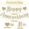 Happy Anniversary Banner, Glitter Happy Anniversary Decorations No DIY Anniversarys Decor Gold Glitter Bannersfor Wedding Anniversarys Party