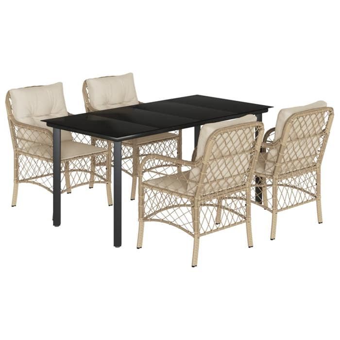 VidaXL Garden Dining Set with Cushions 5 Pcs, Patio Table and Chairs, Outdoor Furniture Terrace, Modern, 3212148