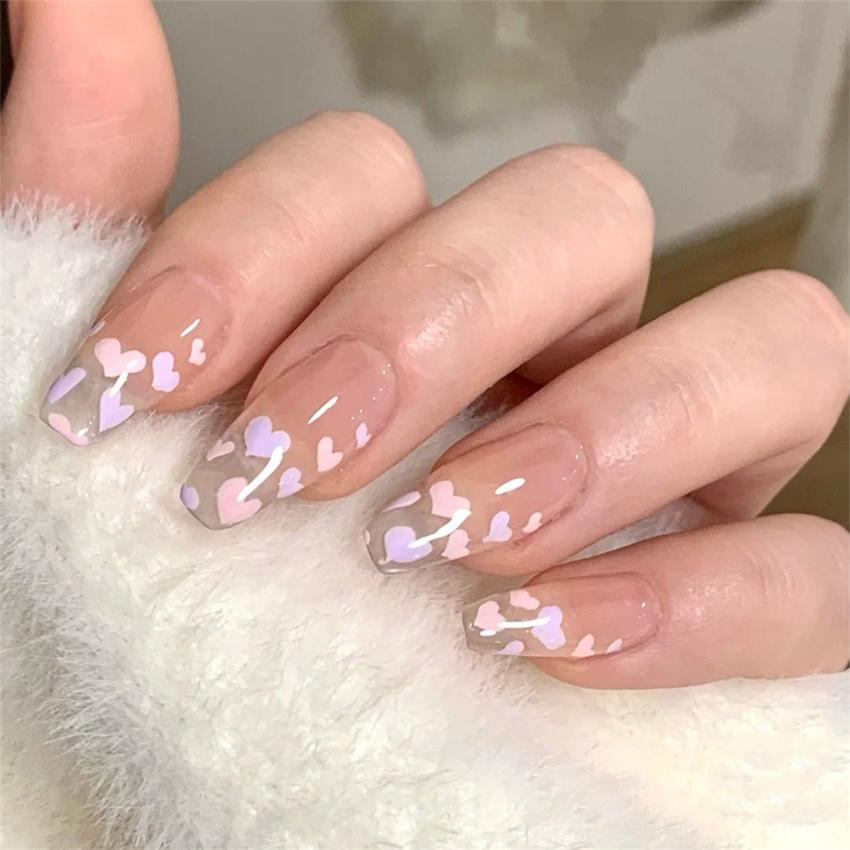 24Pcs Removable Ballerina Fake Nails Almond Shaped Press On Nails For Women Girls Nail Art Decoration